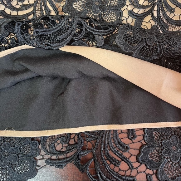 DRESS THE POPULATION Ava Floral Lace Mini Dress Black Plunging V-Neck Size Large - Picture 12 of 16